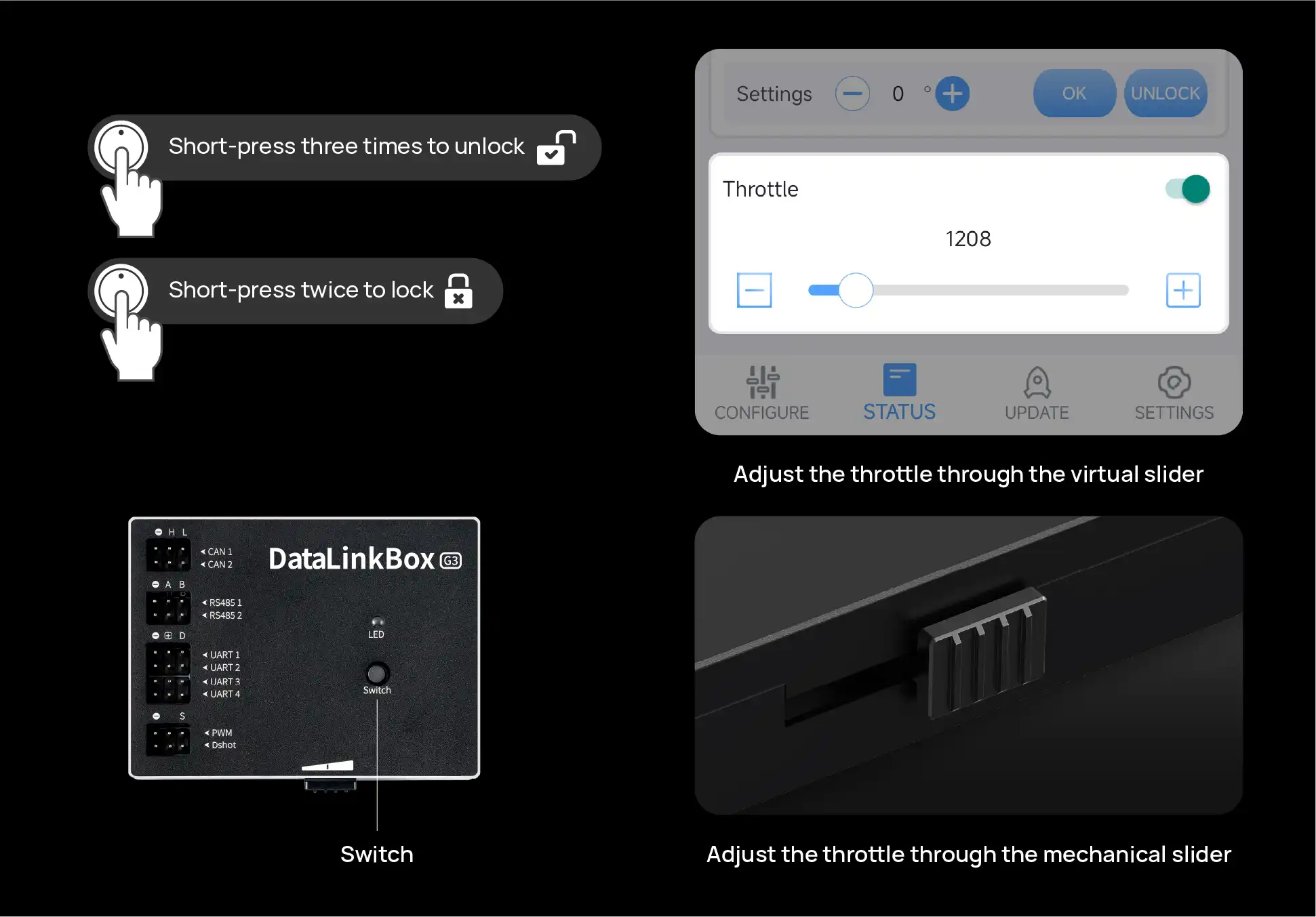Drone ESC Throttle Tuning via DataLinkBox G3