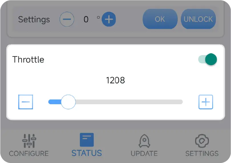 Virtual slider controls throttle
